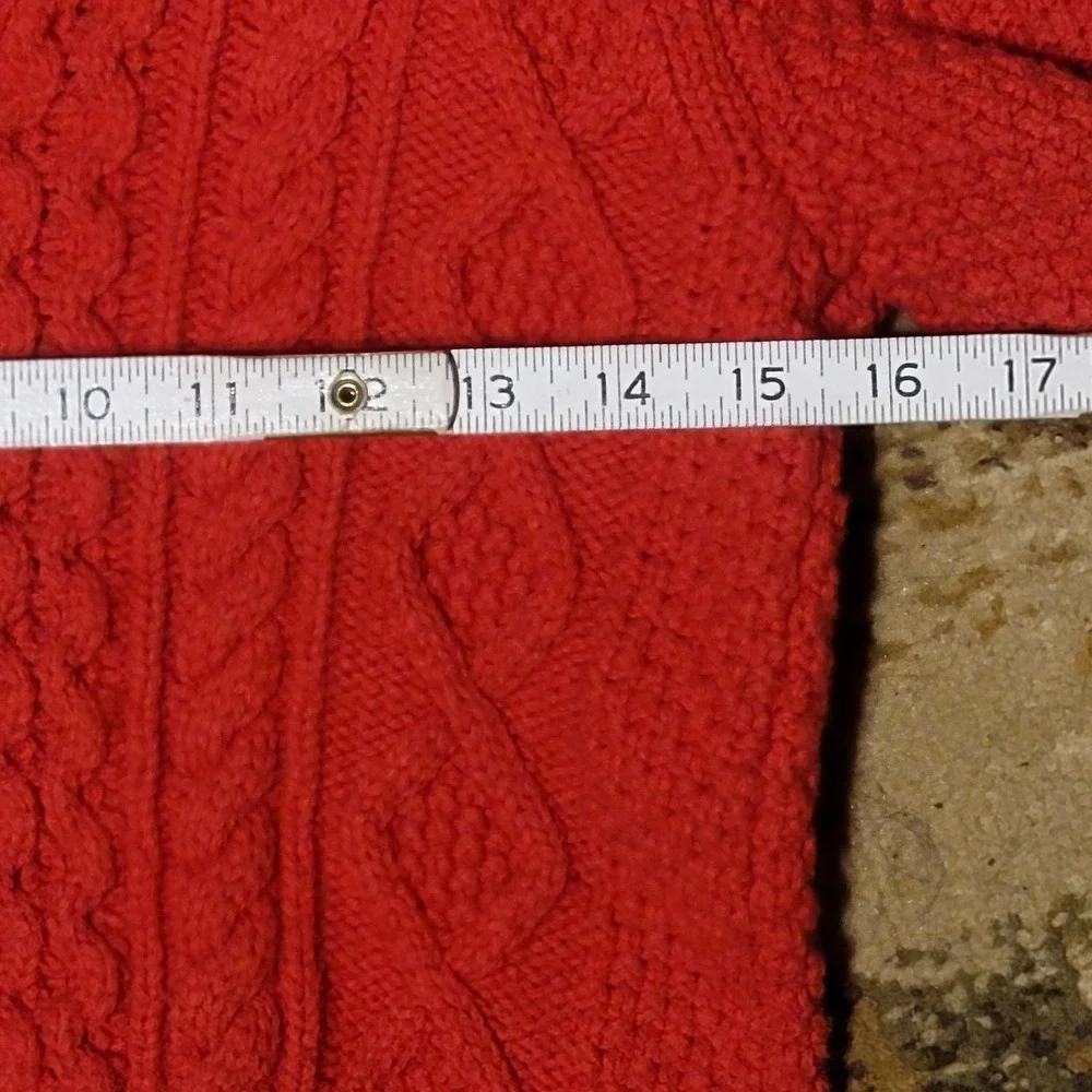 Gap Cable Knit Sweater Boys L (10) Button-Up Henley Collar Fisherman Red‎